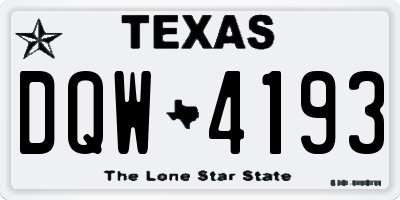TX license plate DQW4193
