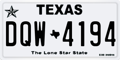 TX license plate DQW4194