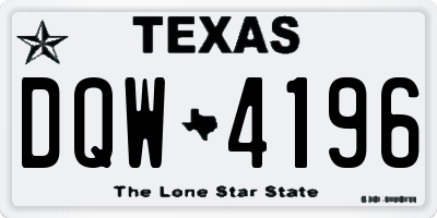 TX license plate DQW4196