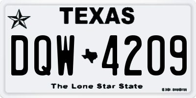 TX license plate DQW4209