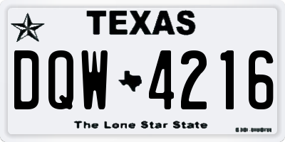 TX license plate DQW4216