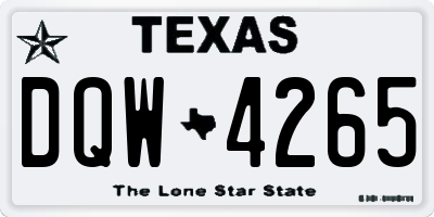 TX license plate DQW4265