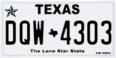 TX license plate DQW4303
