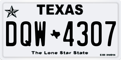 TX license plate DQW4307