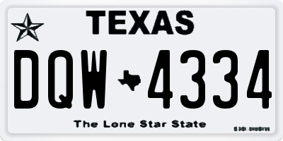 TX license plate DQW4334