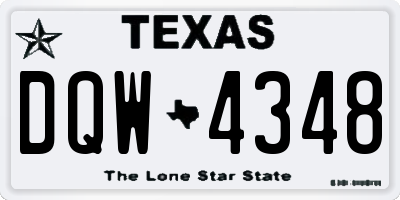 TX license plate DQW4348
