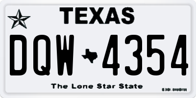 TX license plate DQW4354