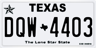 TX license plate DQW4403