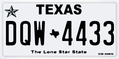 TX license plate DQW4433
