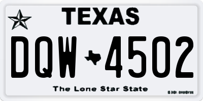 TX license plate DQW4502