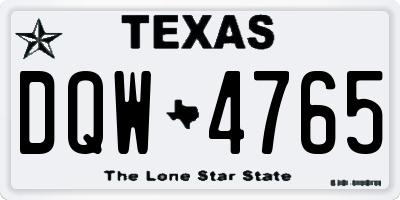 TX license plate DQW4765