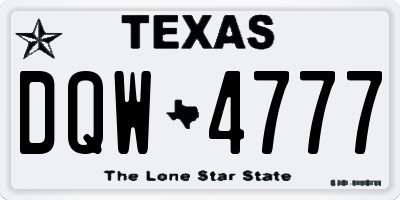 TX license plate DQW4777