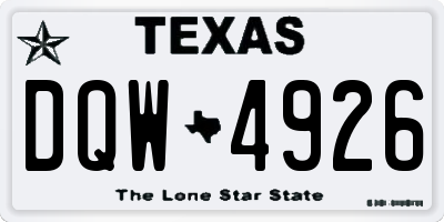 TX license plate DQW4926