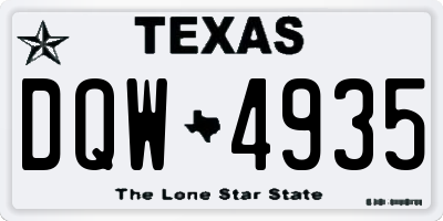 TX license plate DQW4935