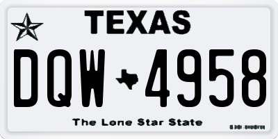 TX license plate DQW4958