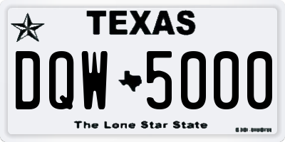 TX license plate DQW5000