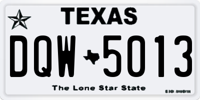 TX license plate DQW5013