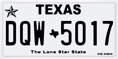 TX license plate DQW5017