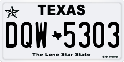 TX license plate DQW5303