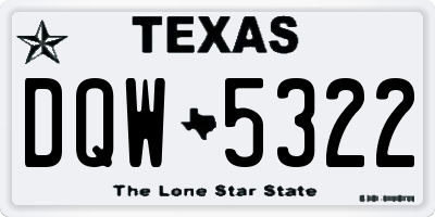 TX license plate DQW5322
