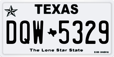 TX license plate DQW5329