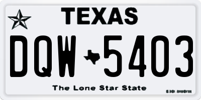 TX license plate DQW5403