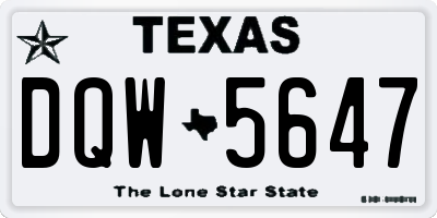 TX license plate DQW5647