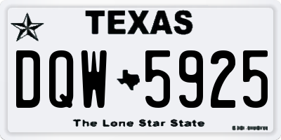 TX license plate DQW5925
