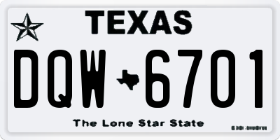 TX license plate DQW6701