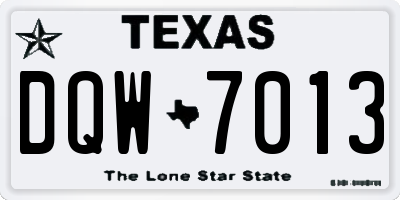 TX license plate DQW7013