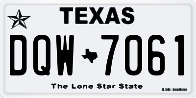 TX license plate DQW7061