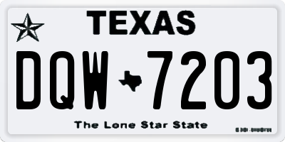 TX license plate DQW7203