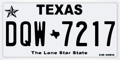 TX license plate DQW7217