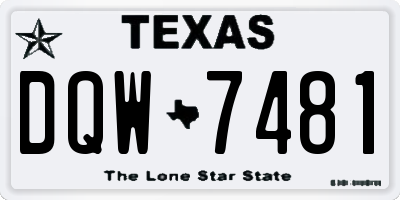 TX license plate DQW7481