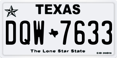 TX license plate DQW7633