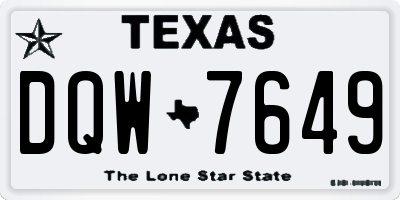TX license plate DQW7649