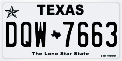 TX license plate DQW7663