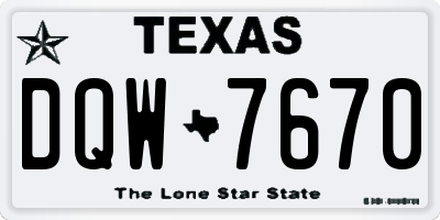 TX license plate DQW7670