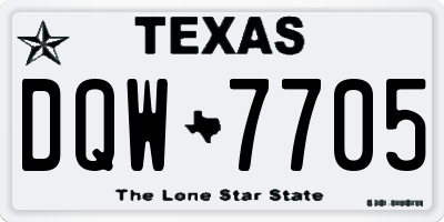 TX license plate DQW7705