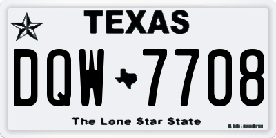 TX license plate DQW7708