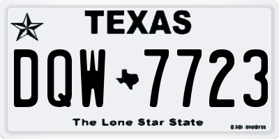 TX license plate DQW7723