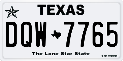 TX license plate DQW7765