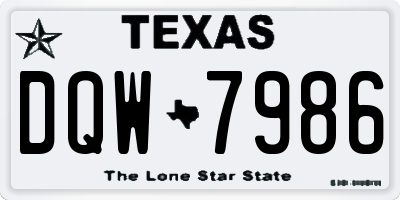 TX license plate DQW7986
