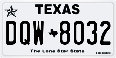 TX license plate DQW8032