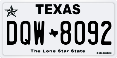 TX license plate DQW8092