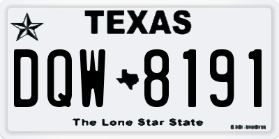 TX license plate DQW8191