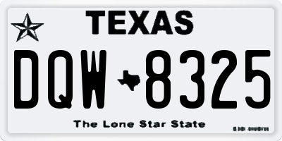 TX license plate DQW8325