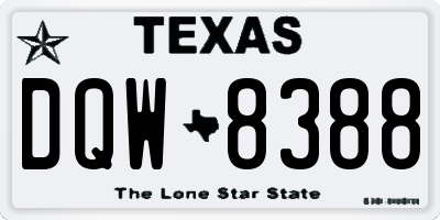 TX license plate DQW8388