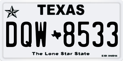 TX license plate DQW8533
