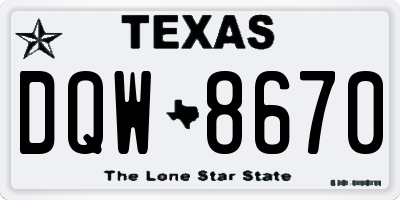 TX license plate DQW8670